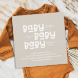 Baby shower natural modern minimal gender neutral invitation<br><div class="desc">Baby shower natural modern minimal gender neutral cute fun  stylish typography design in a natural cream and white with a modern abstract backer. Part of a full collection.</div>