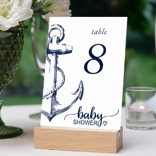 Baby Shower Nautical Anchor Table Number