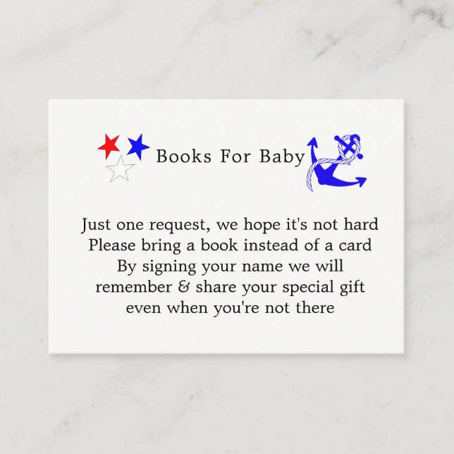 Baby Shower Nautical Boys Cute Sailor Blue Enclosure Card (Front)