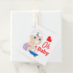 Baby Shower Nautical Boys Cute Sailor Blue Favor Tags