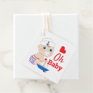 Baby Shower Nautical Boys Cute Sailor Blue Favor Tags