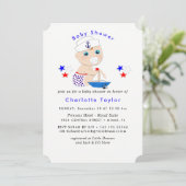 Baby Shower Nautical Boys Cute Sailor Blue Invitation (Standing Front)