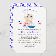 Baby Shower Nautical Boys Cute Sailor Blue Invitation