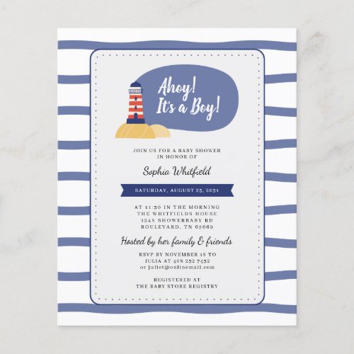 Baby Shower Nautical Lighthouse Ahoy Its a Boy