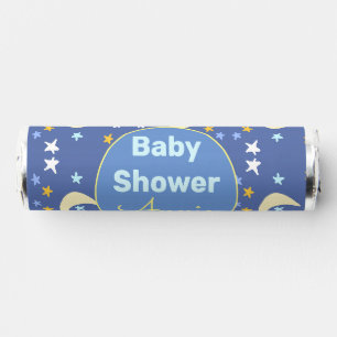 Baby shower navy blue star moon add name year date breath savers® mints