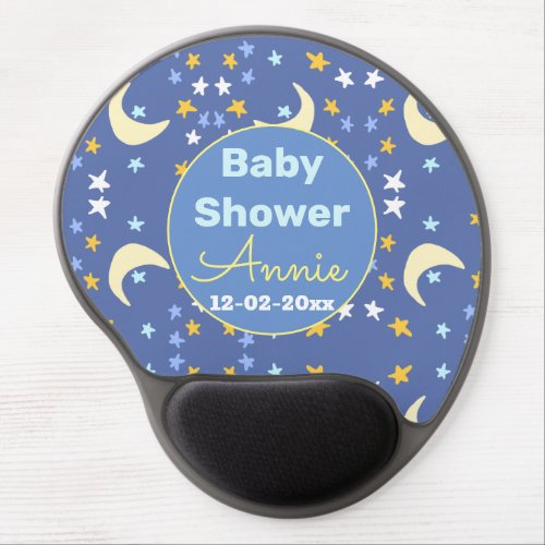 Baby shower navy blue star moon add name year date gel mouse pad