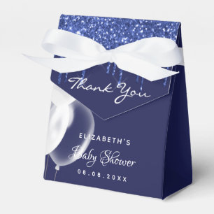 Baby Shower navy blue white balloons thank you Favor Boxes