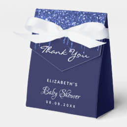 Baby Shower navy blue white glitter thank you Favor Boxes