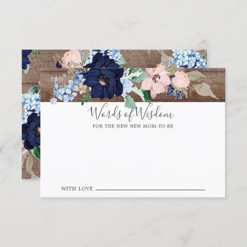 Baby Shower Navy  Blush Words of Wisdom Card