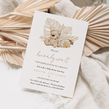 Baby Shower Neutral Boho We Can Bearly Wait Invitation by LittleBayleigh at Zazzle