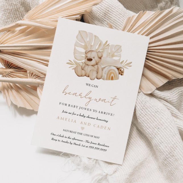 Baby Shower Neutral Boho We Can Bearly Wait Invitation (Creator Uploaded)