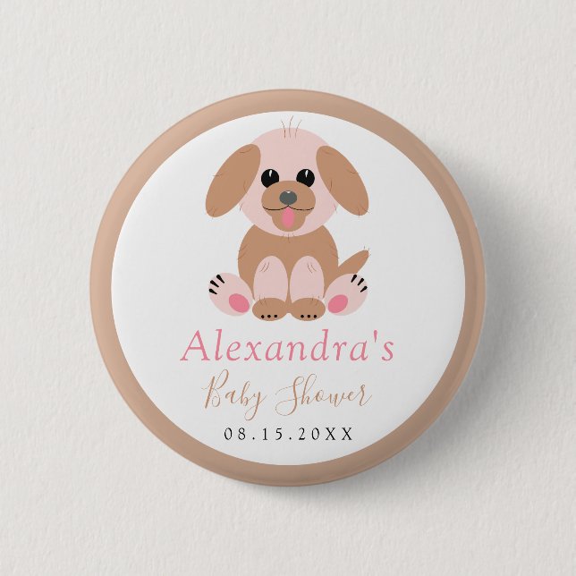 Baby Shower Neutral Personalized Puppy Button (Front)