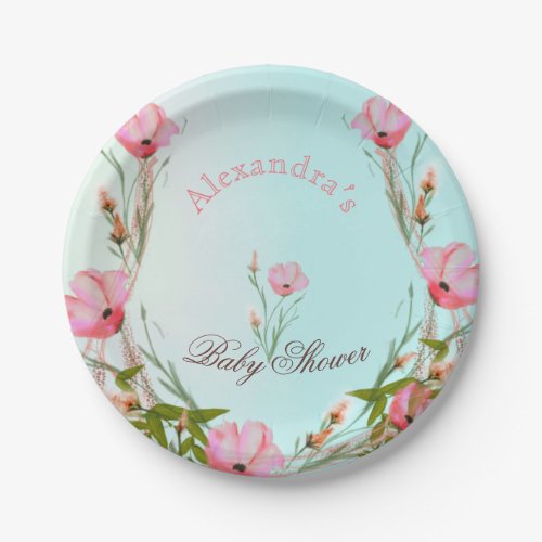 Baby Shower New Baby Blue Floral Personal  Paper Plates