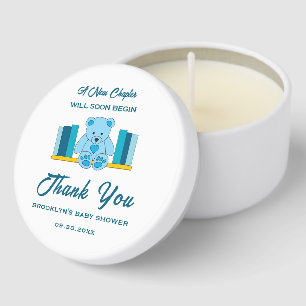 Baby Shower New Chapter Storybook Blue Teddy Bear Mini Candle Favors