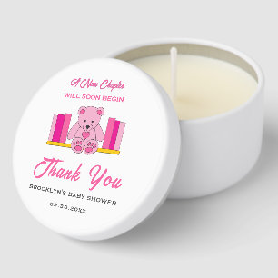 Baby Shower New Chapter Storybook Pink Teddy Bear Mini Candle Favors