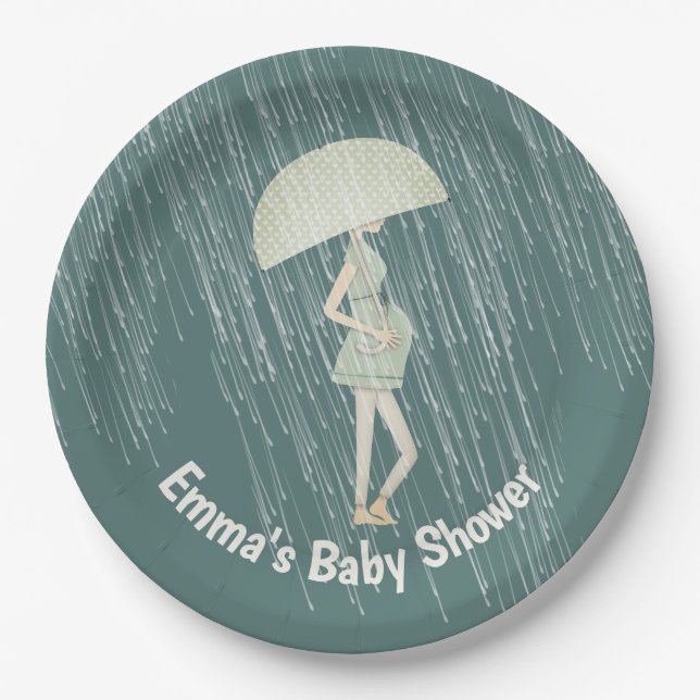 Baby Shower New Mom Paper Plates (Front)
