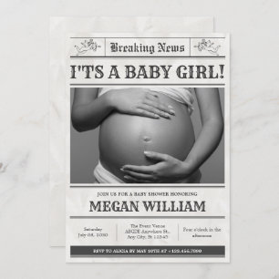 Baby shower news paper photo invitation