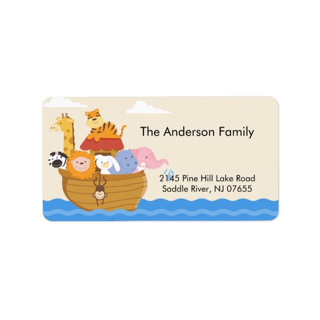 Baby Shower Noah's Ark address Label (Front)