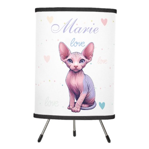 Baby Shower Nursery Tripod Lamp Girls Sphynx Cat 