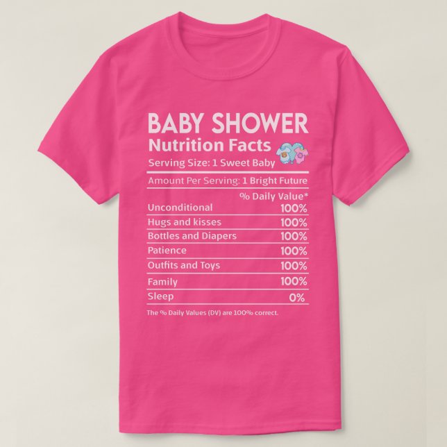 Baby Shower Nutrition Facts Label T-Shirt (Design Front)