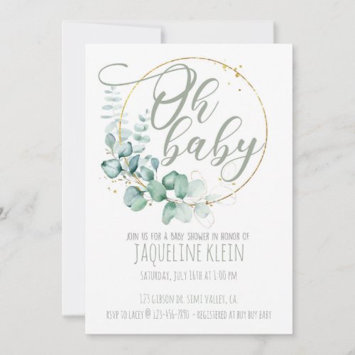 BABY SHOWER OH BABY EUCALYPTUS INVITE