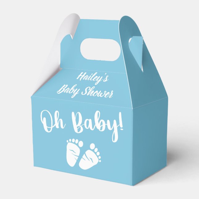 Baby Shower Oh Baby Feet Blue Favor Boxes (Front Side)