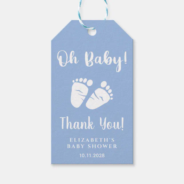 Gift Tag - Baby Script Blue Gift Tag - Baby Script Blue
