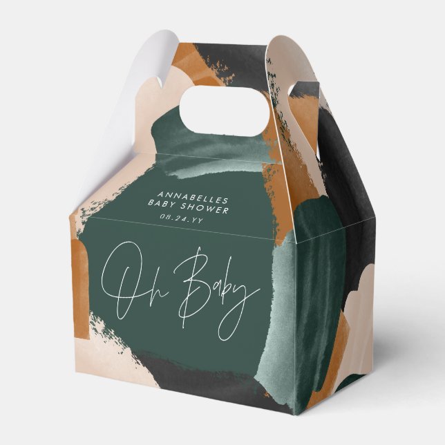 Baby shower Oh baby terracotta green abstract Favor Boxes (Front Side)
