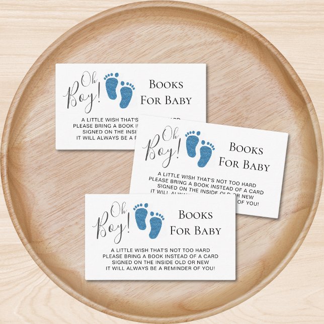  Baby Shower Oh Boy Glitter Feet Books For Baby Enclosure Card (Creator Uploaded)