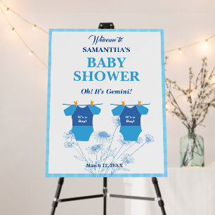 Baby Shower. Oh! It's Gemini! Boys Blue Modern. Foam Board
