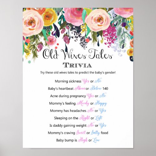 Baby Shower Old Wives Tale Gender Prediction Sign