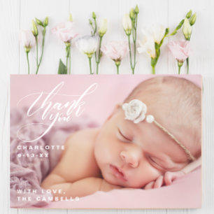 Baby Shower One Full Baby Photo Script Thank You Card