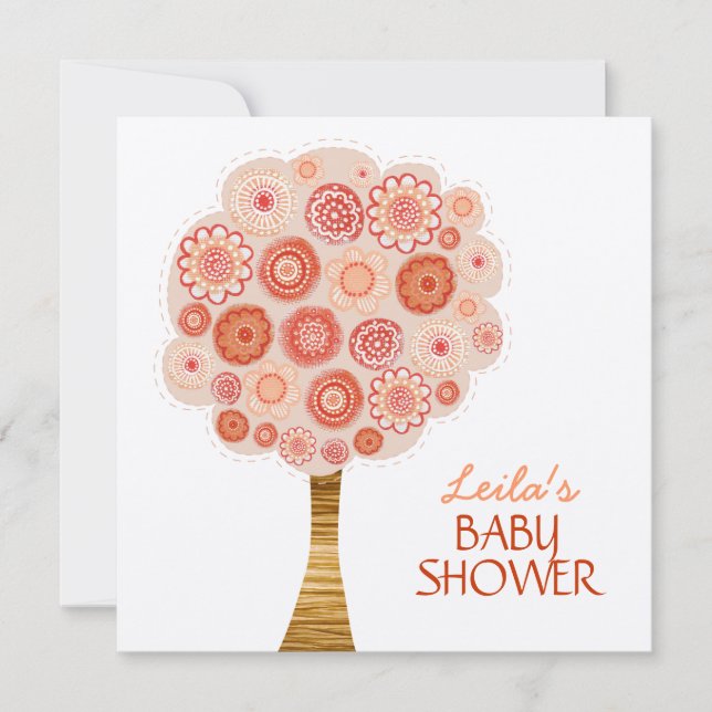 Baby Shower Orange Blossom Tree Custom Invitation (Front)