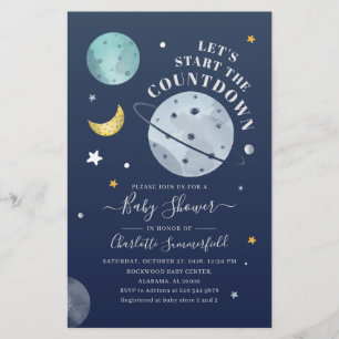 Baby Shower Outer Space Planet Invitation Stationery