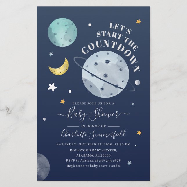 Baby Shower Outer Space Planet Invitation Stationery (Front)