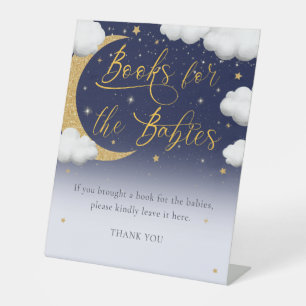 Baby Shower Over the Moon Books for Babies Pedestal Sign