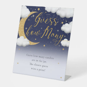 Baby Shower Over the Moon Guess How Many Pedestal Sign