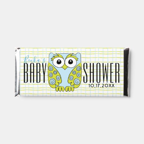 Baby Shower Owl in a Tree Blue Hershey Bar Favors