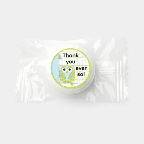 Baby Shower Owl in a Tree Blue Life Saver Mints