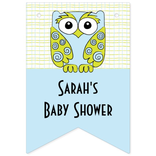 Baby Shower Owl in a Tree/Blue, Swallowtail Banner (Sixteenth Flag)