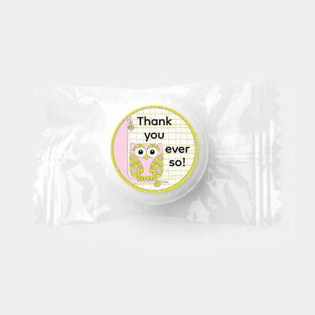Baby Shower Owl in a Tree Pink Life Saver® Mints (Front)