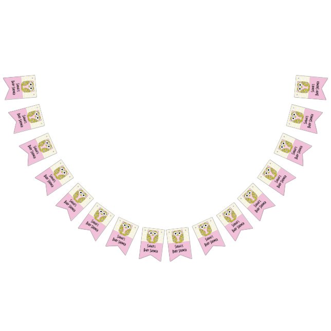 Baby Shower Owl in a Tree/Pink, Swallowtail Banner (All)