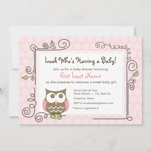 Baby Shower Owl Invite (Front)