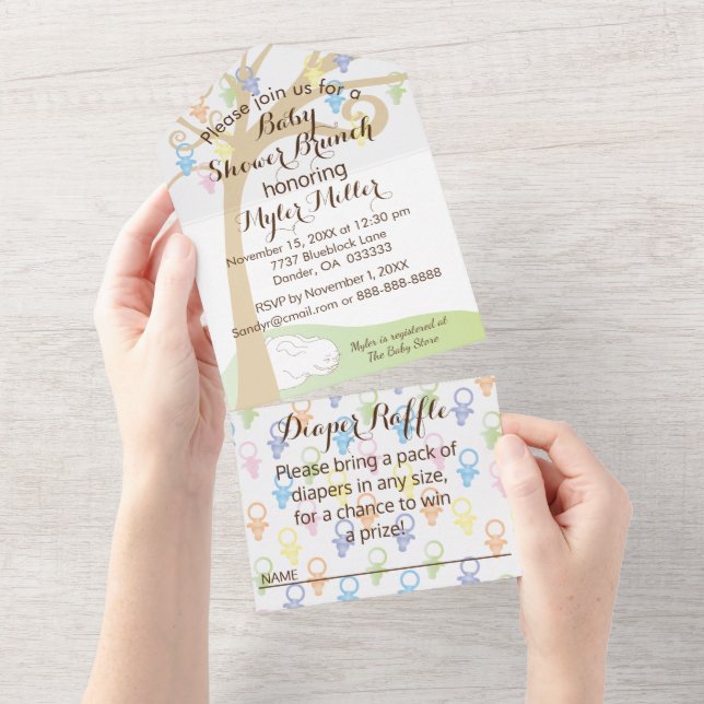 Baby Shower, Paci Bunny All In One Invitation (Tearaway)