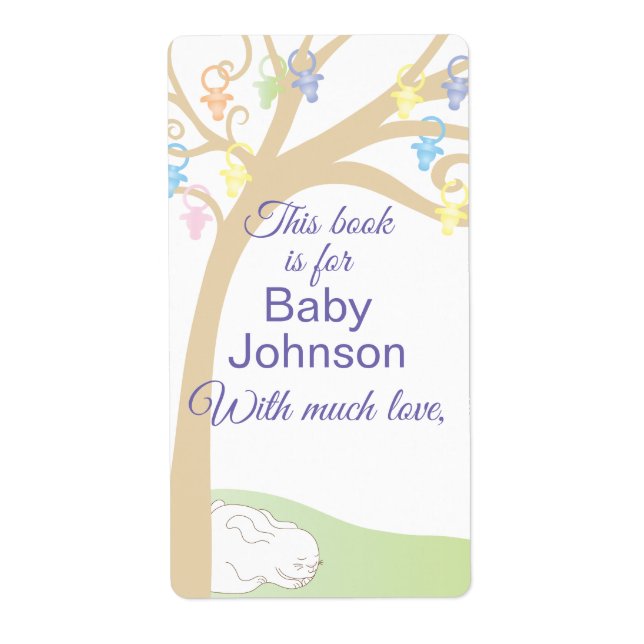 Baby Shower "Paci Bunny" Bookplate Sheet of 8 (Front)