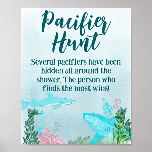 Baby Shower Pacifier Hunt Game Sign