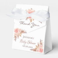 Baby Shower pampas grass blush floral thank you Favor Box