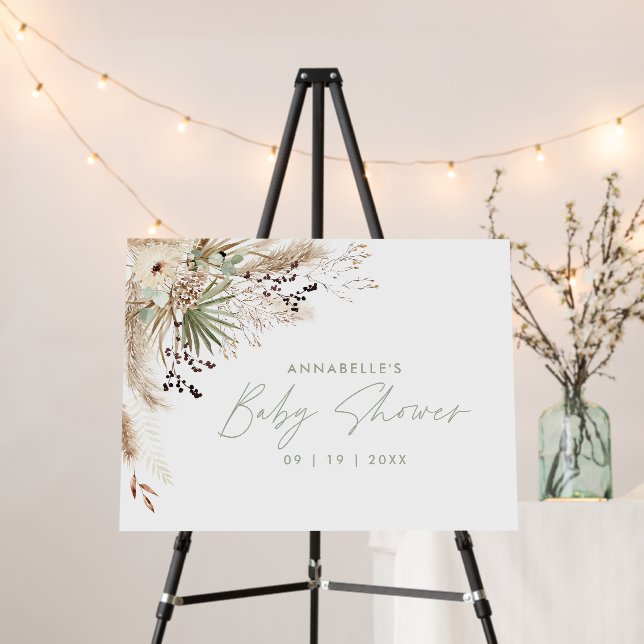 Baby shower pampas grass modern boho elegant foam  foam board (In Situ (Stand))