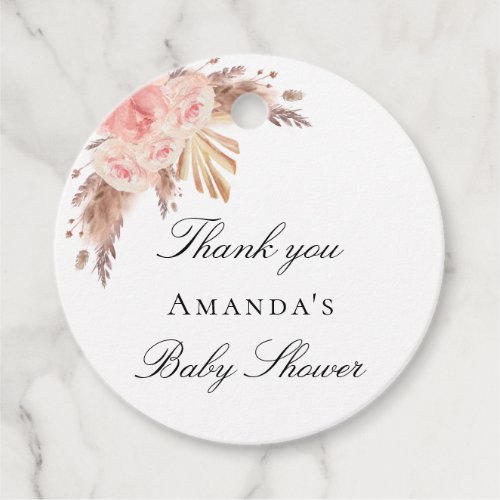 Baby Shower pampas grass rose blush thank you Favor Tags