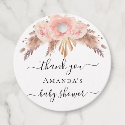 Baby Shower pampas grass rose gold blush floral Favor Tags
